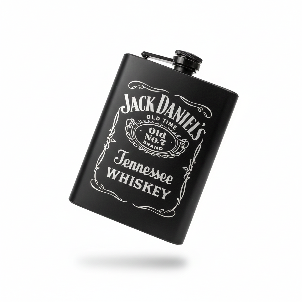 Set Petaca Metálica Jack Daniels Con Encendedor Zippo